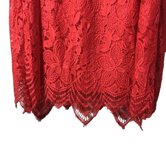 NWT Sharagano New York Women's Poppy Colored Fully Laced Midi Dress  Size 24 W - Picture 6 of 11